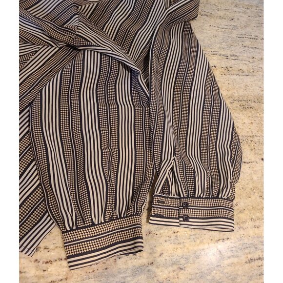 Personal II Bow Neck Blouse Striped Size XL Vtg Secretary Geek Geometric Teacher - Picture 11 of 13